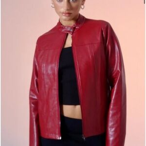 Motel Rocks Olivia Jacket in PU Blood Red